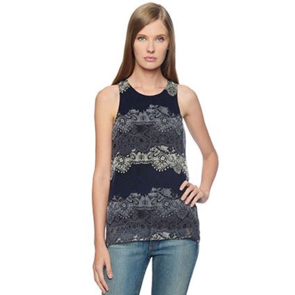 ella moss felicity lace print silk chiffon blouse - Picture 3 of 8